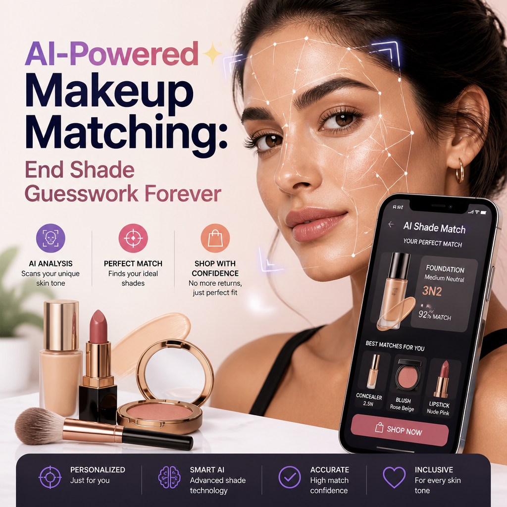 AI-powered makeup matching app finding perfect foundation shades for all skin tones