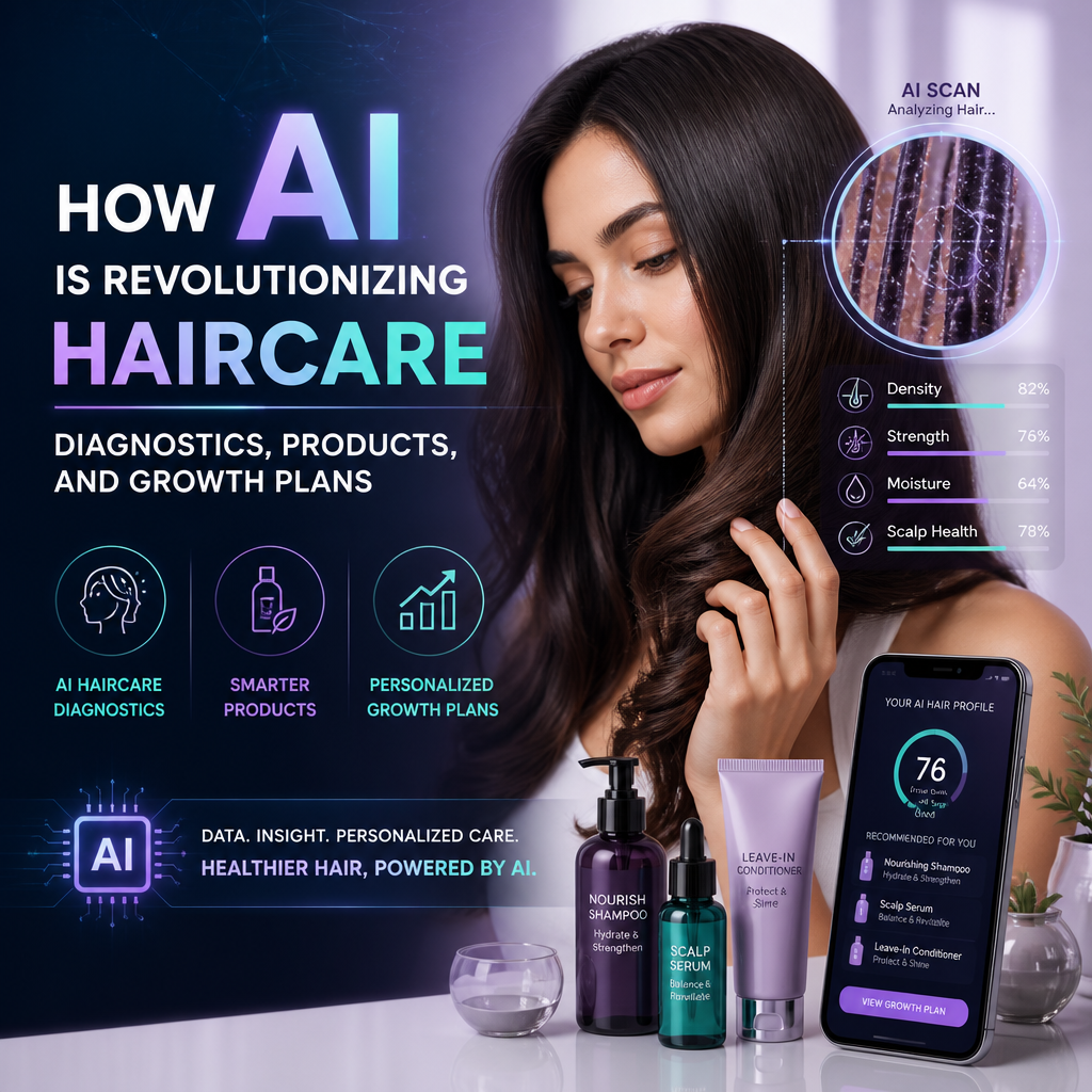 AI analyzing hair and scalp to recommend personalized products and growth plans