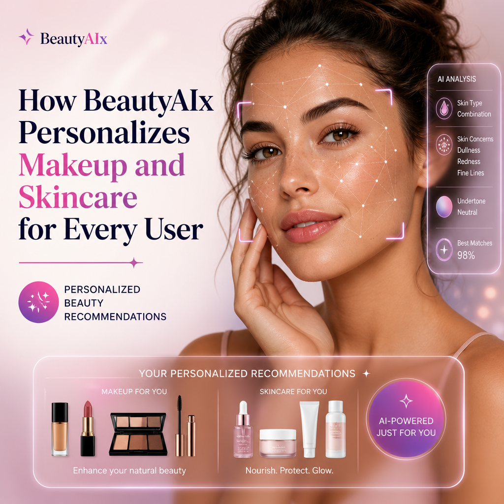 AI-generated personalized makeup and skincare recommendations tailored to each user’s needs
