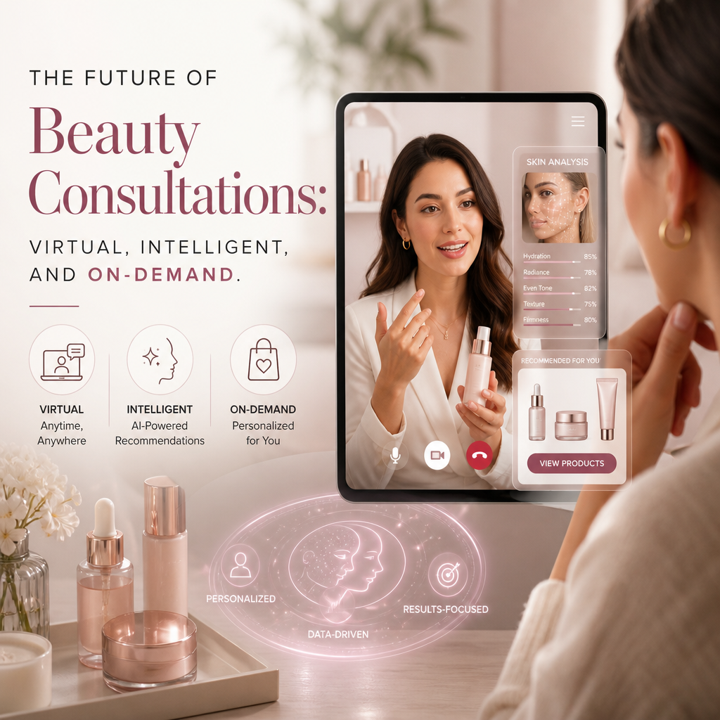Virtual beauty consultation with AI skin analysis and personalized product recommendations