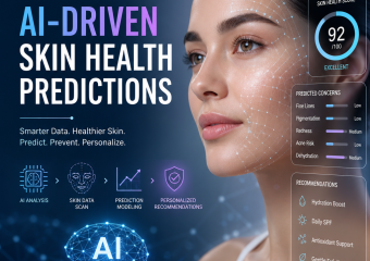 AI analyzing facial skin data to predict skin health and personalize skincare recommendations